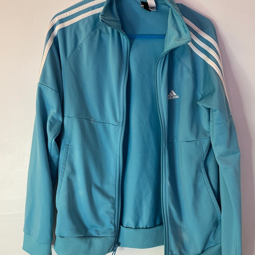 Light blue adidas track jacket
